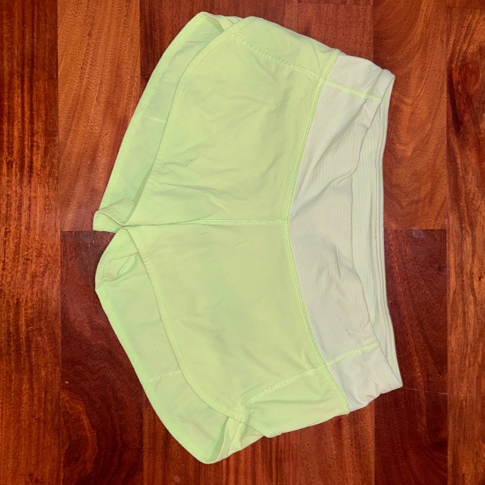 Neon green, speed up, lululemon shorts. Worn. Size 4